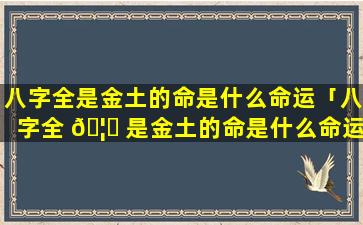 八字全是金土的命是什么命运「八字全 🦉 是金土的命是什么命运啊」